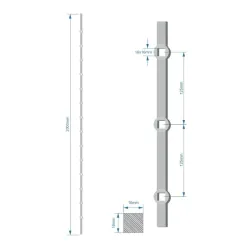 Tyč 2m opieskovaná, profil 16mm, rozteč 125mm, oko 16mm Tyč 2m opieskovaná, profil 16mm, rozteč 125mm, oko 16mm